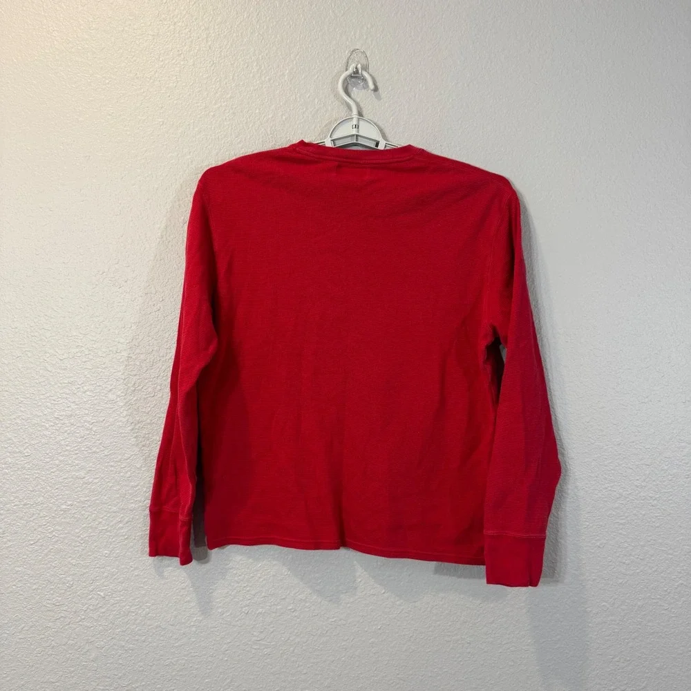 Polo Ralph Lauren Men's Size Large Red Waffle Knit Thermal Shirt Long Sleeve